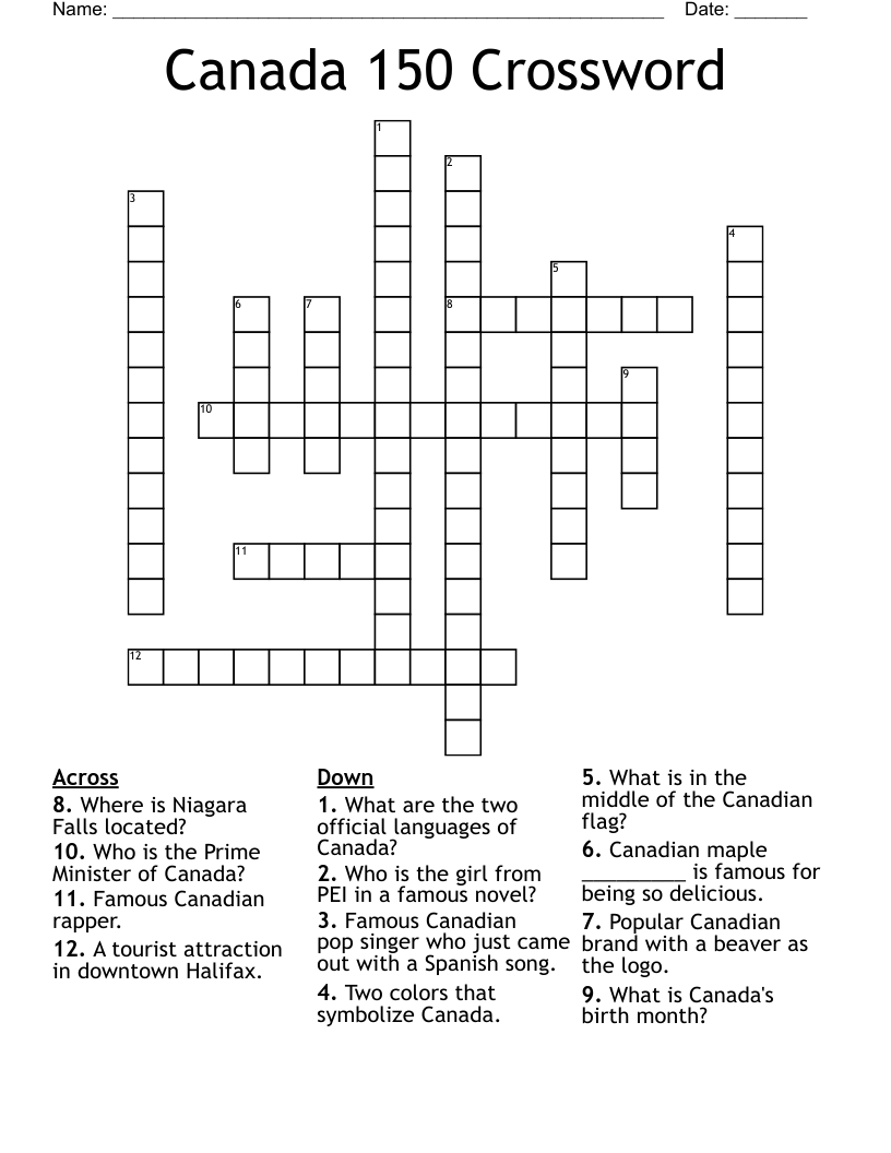 Canada 150 Crossword
