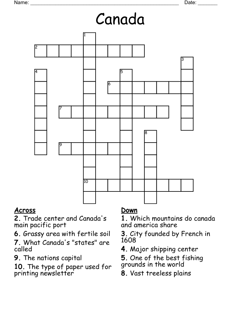 Canada Crossword