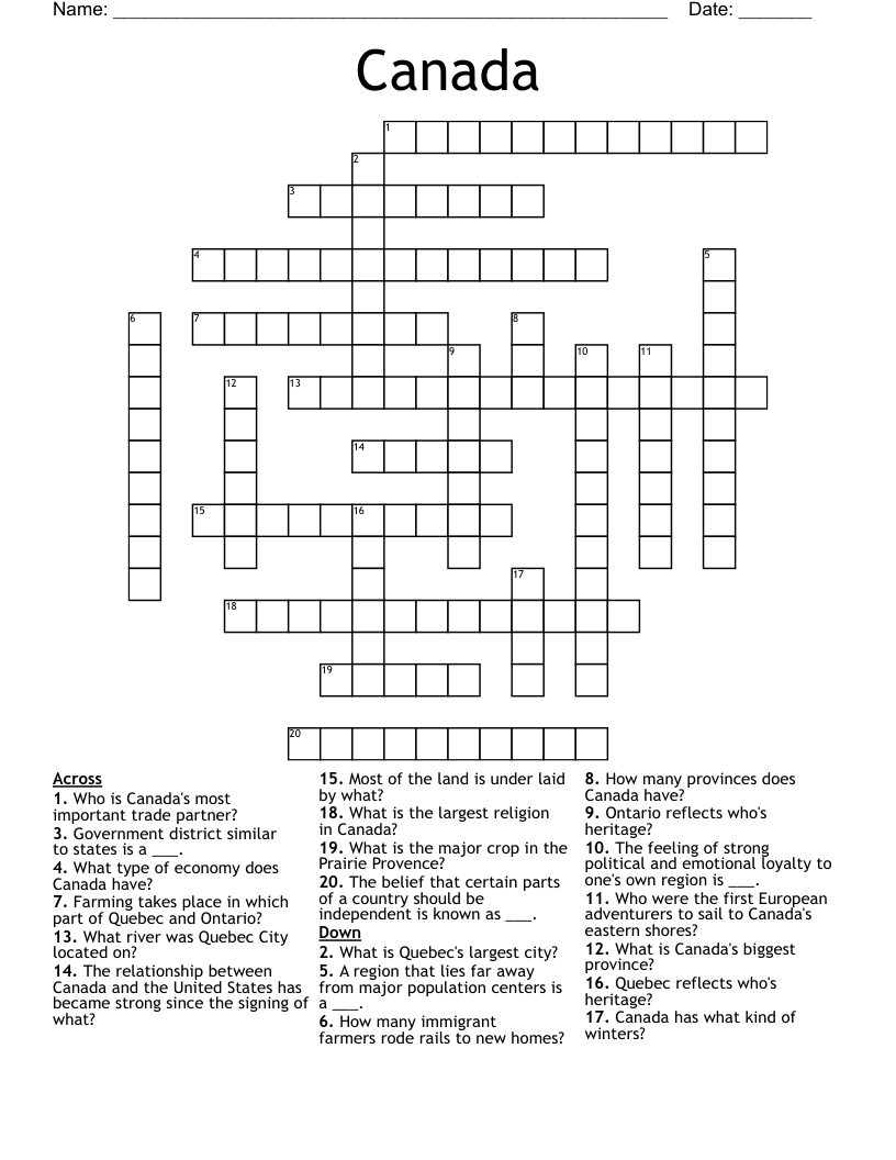 Canada Crossword