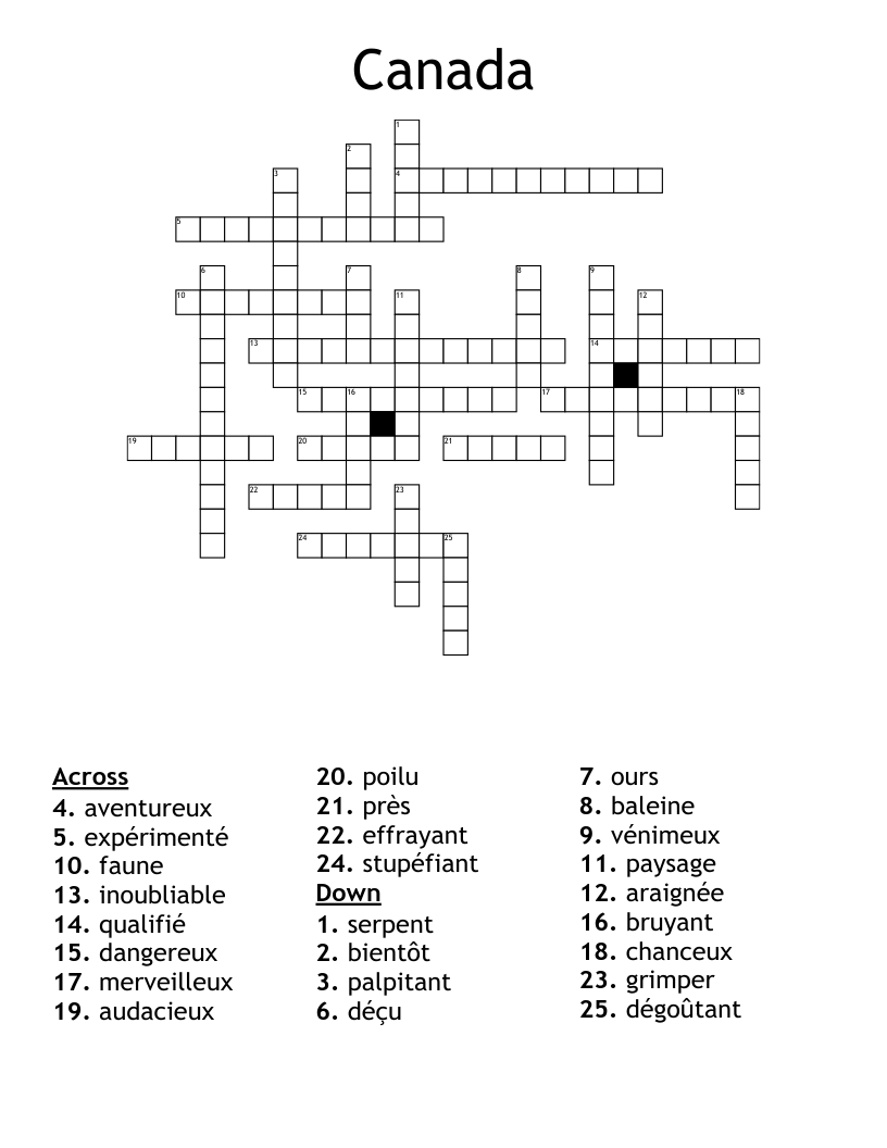 Canada Crossword
