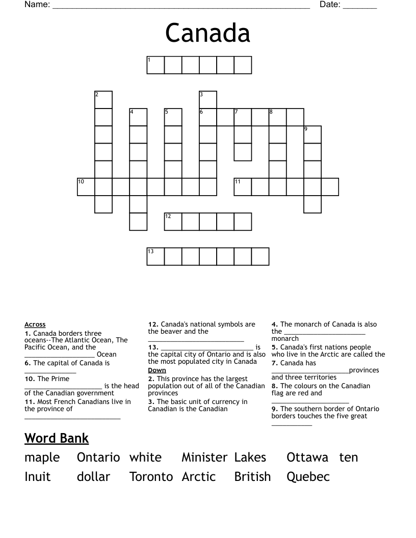 Canada Crossword