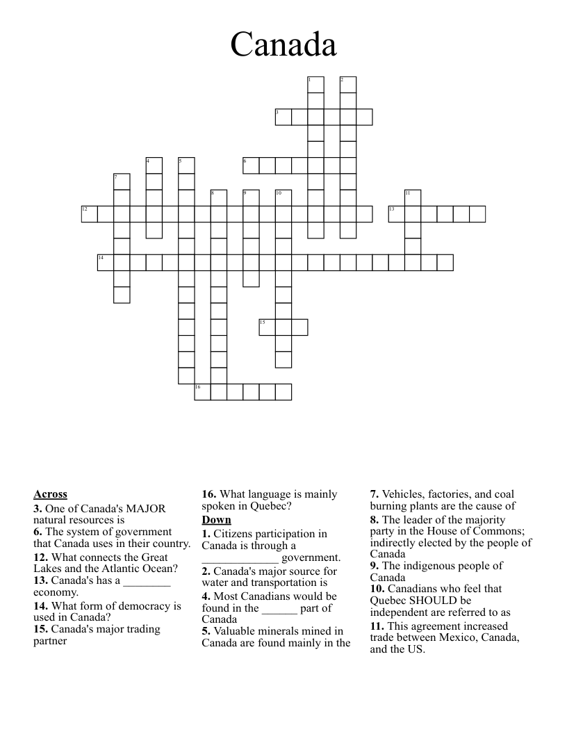 Canada Crossword