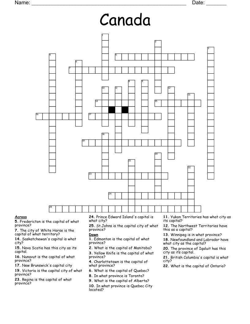 Canada Crossword