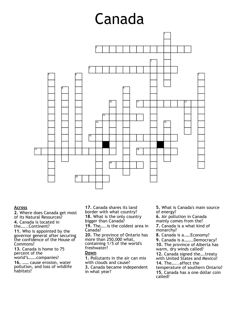 Canada Crossword