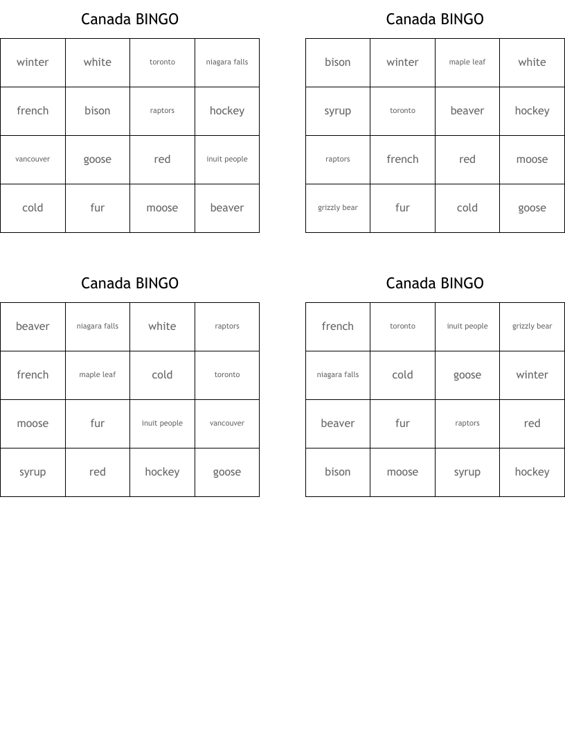 Canada BINGO