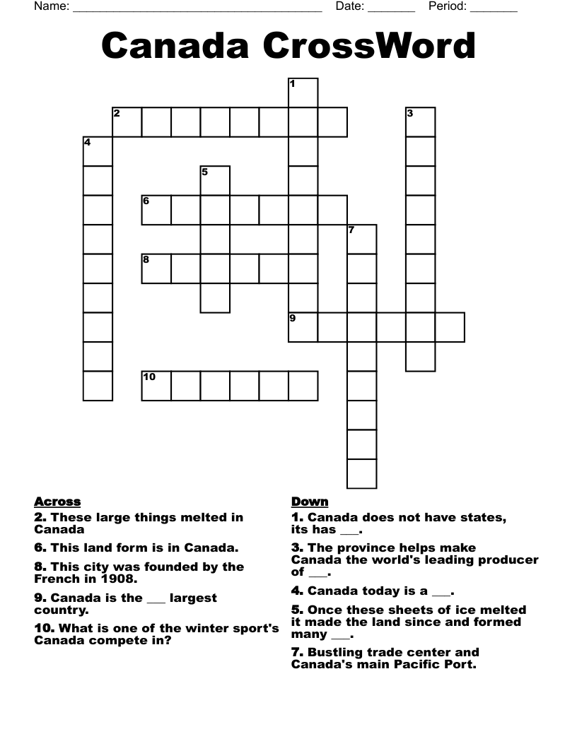 Canada CrossWord