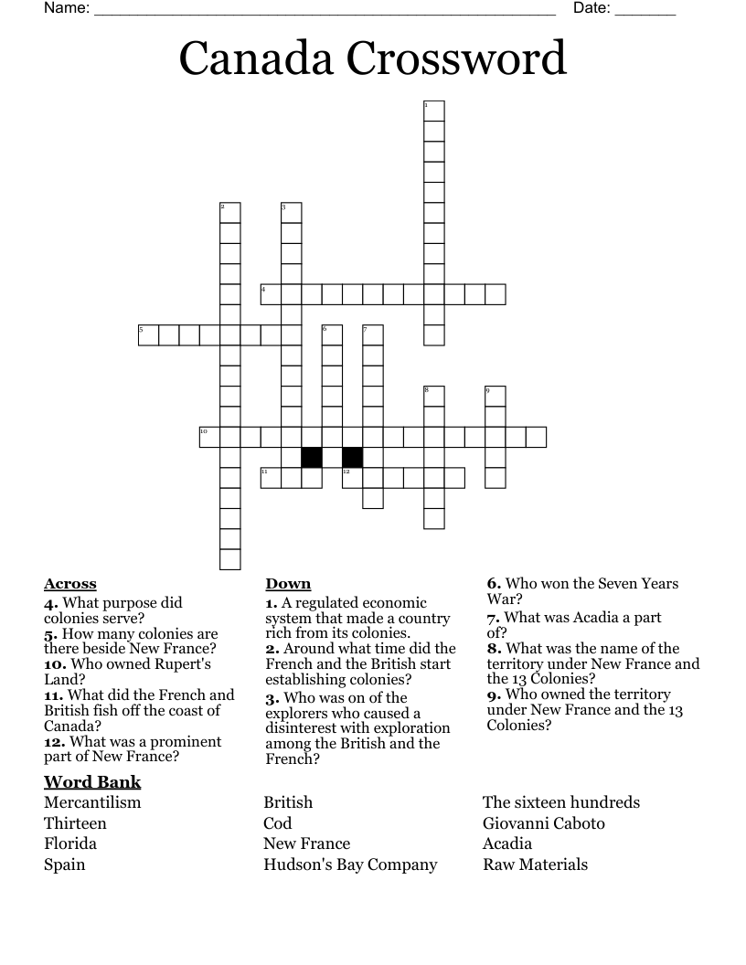 Canada Crossword