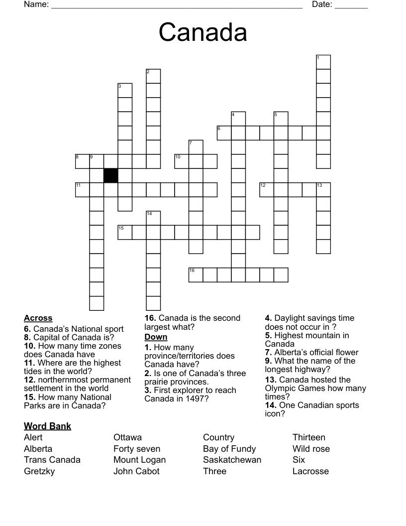 Canada  Crossword
