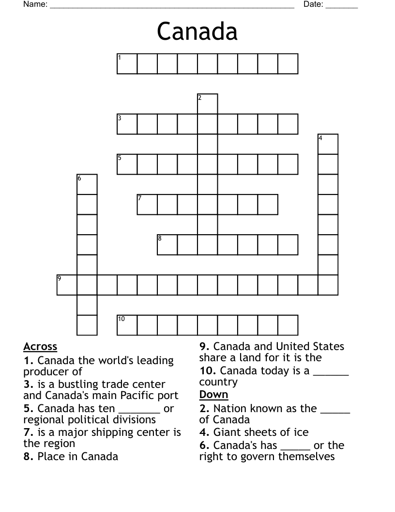 Canada  Crossword
