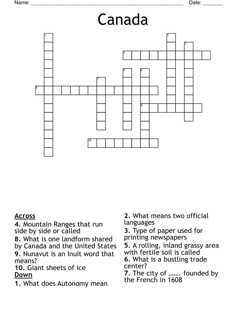 Canada  Crossword