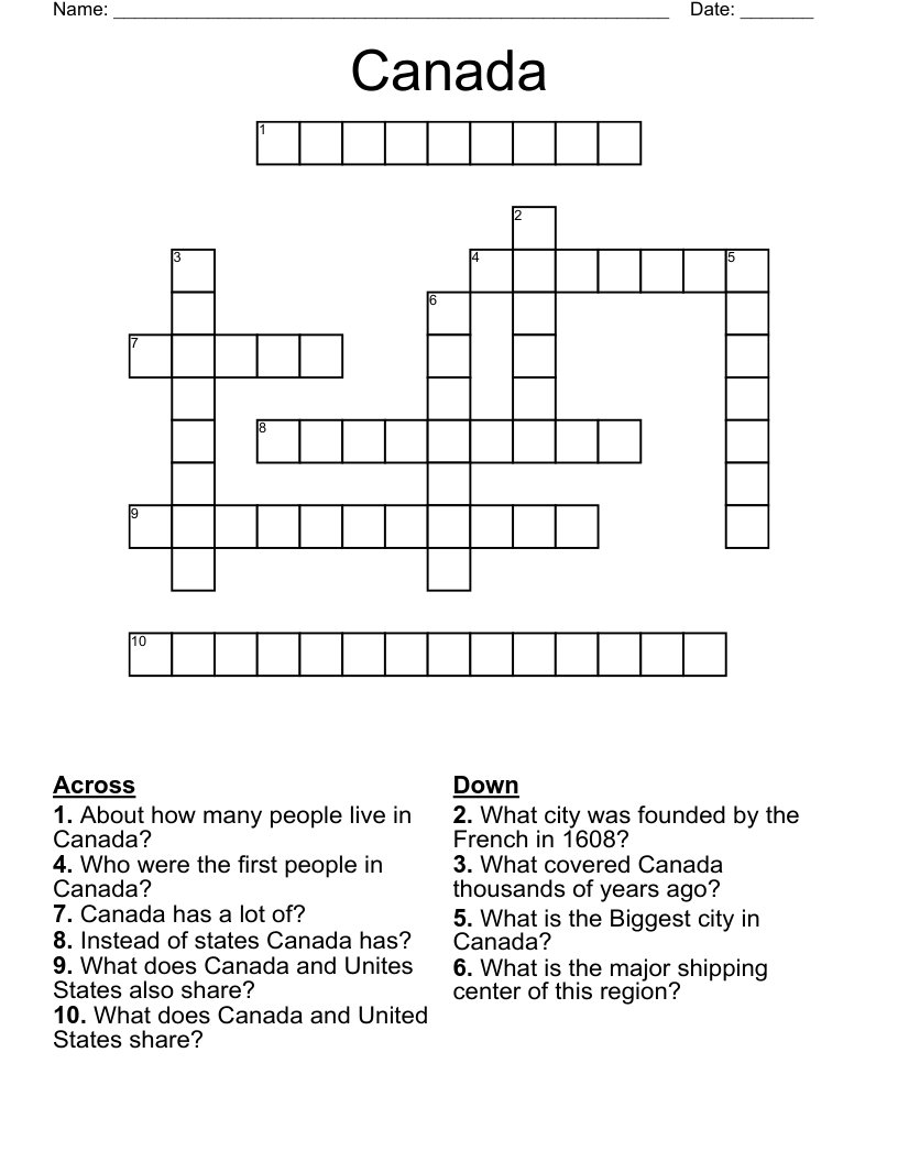 Canada  Crossword
