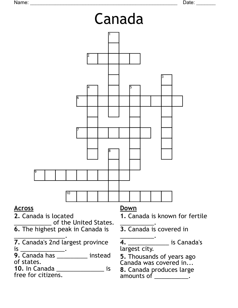 Canada  Crossword