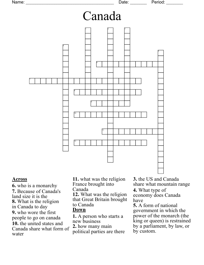 Canada  Crossword