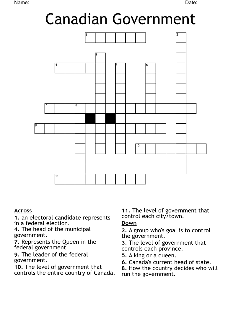 Canadian Government Crossword
