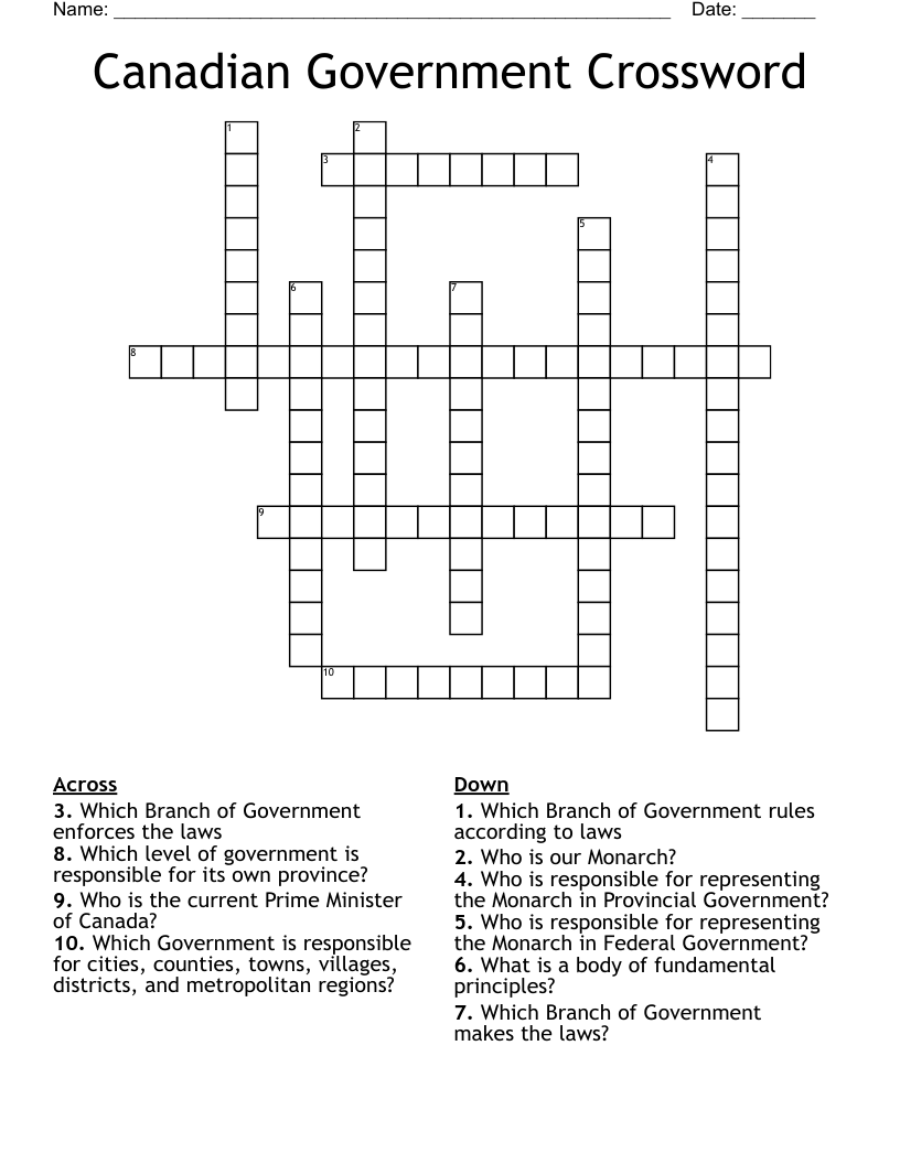 Canadian Government Crossword