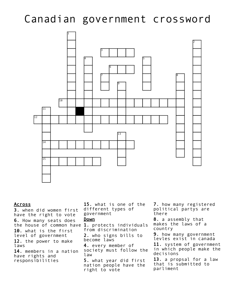 Canadian government crossword