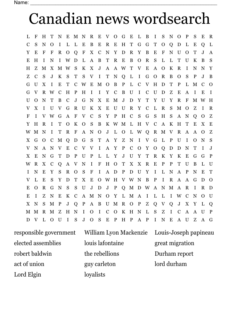 Canadian news wordsearch