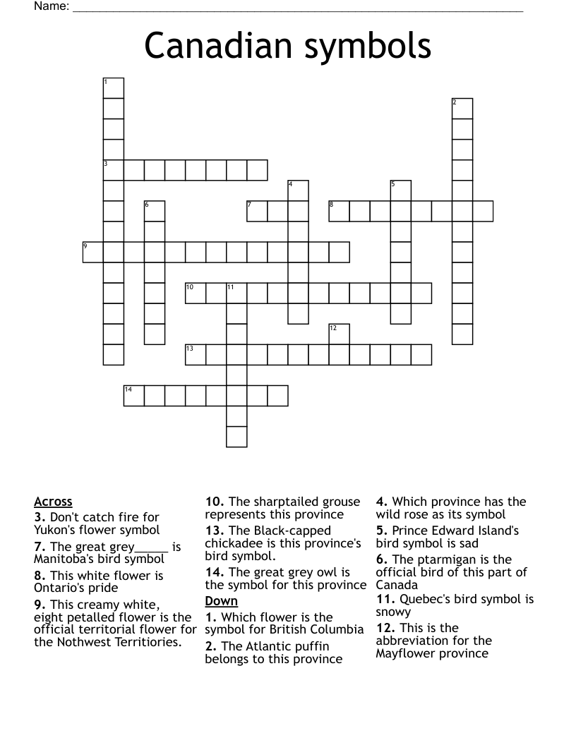 Canadian symbols Crossword