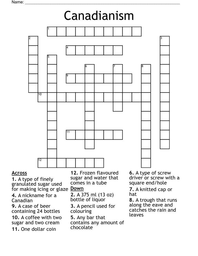 Canadianism Crossword