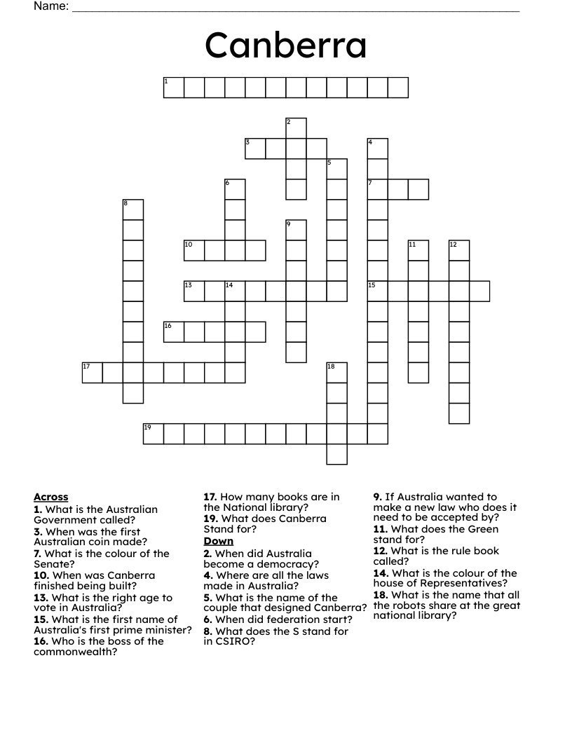 Canberra Crossword