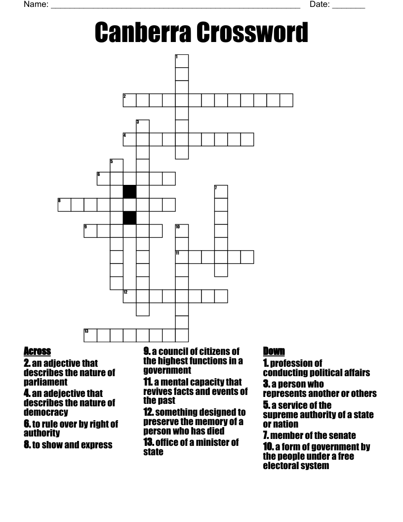 Canberra Crossword