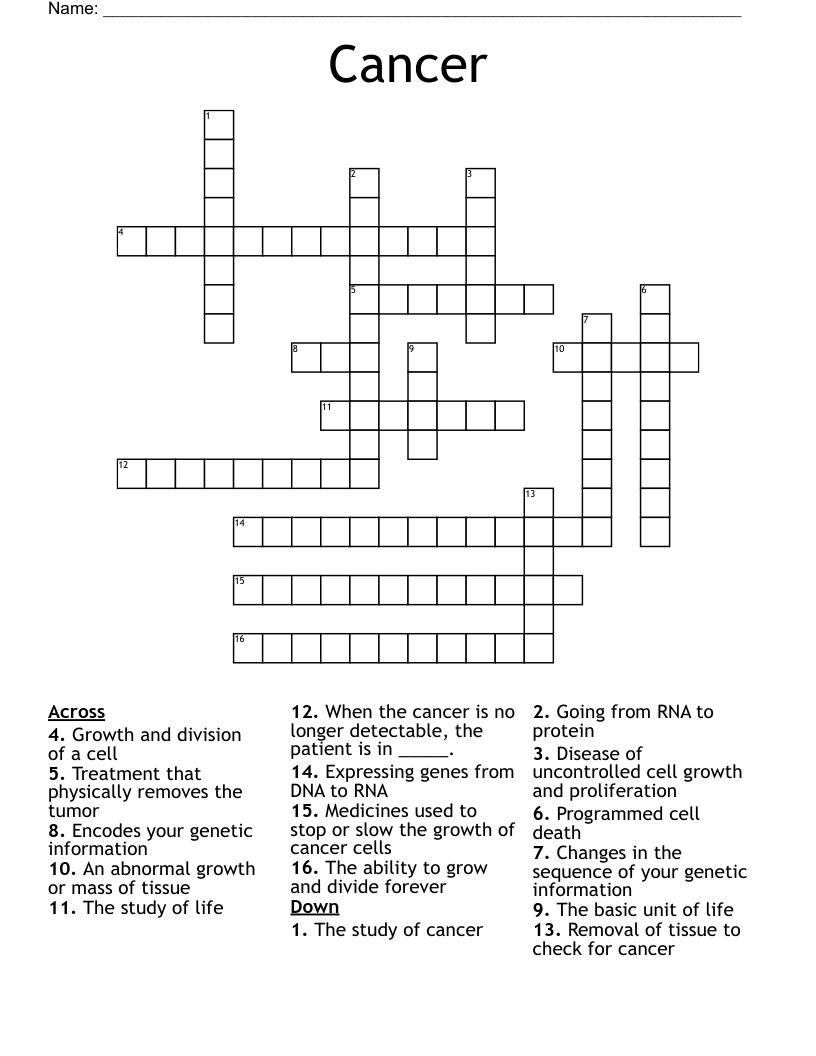 Cancer Crossword