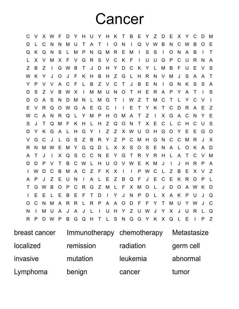 Cancer Word Search