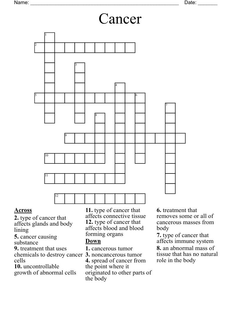 Cancer Crossword