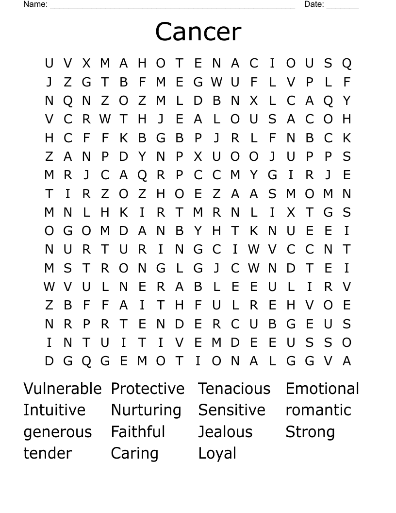 Cancer Word Search