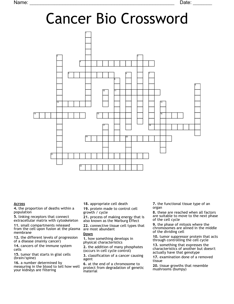 Cancer Bio Crossword