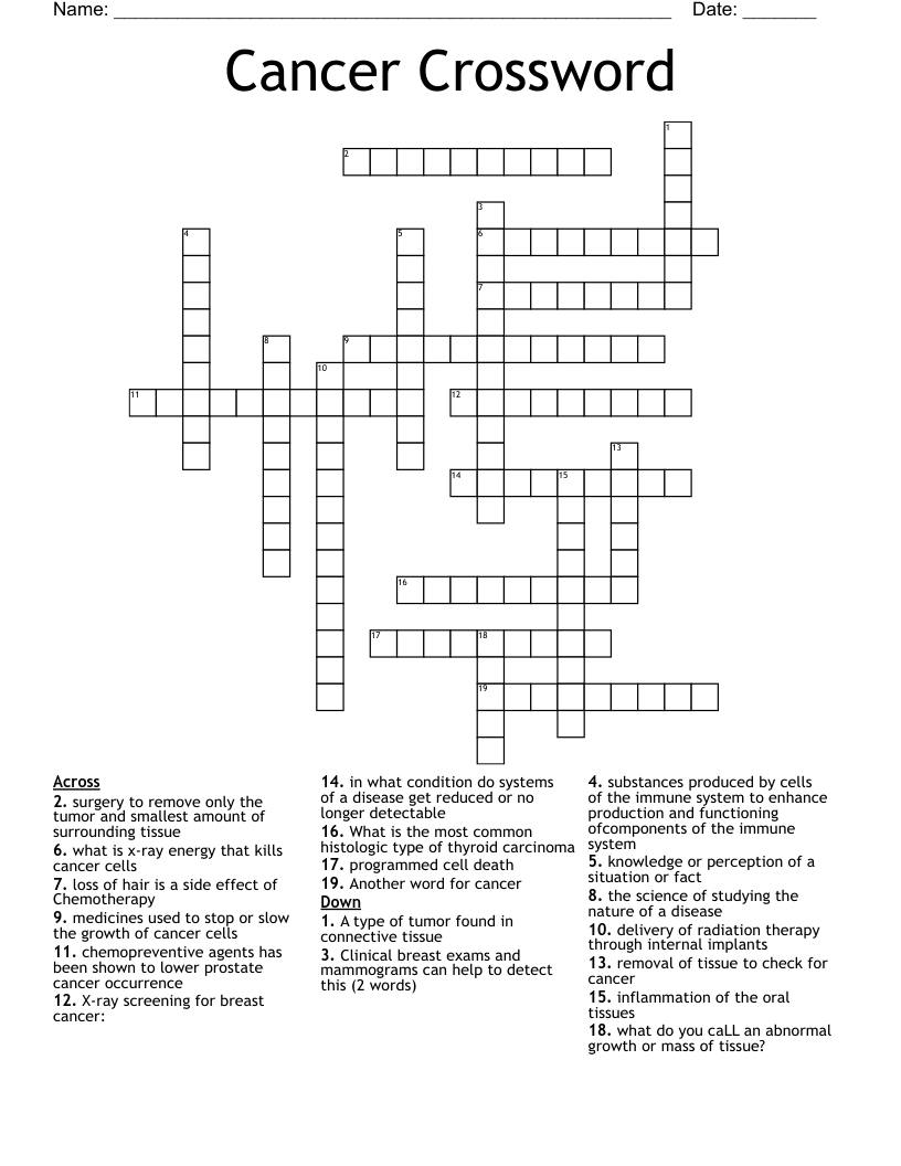 Cancer Crossword