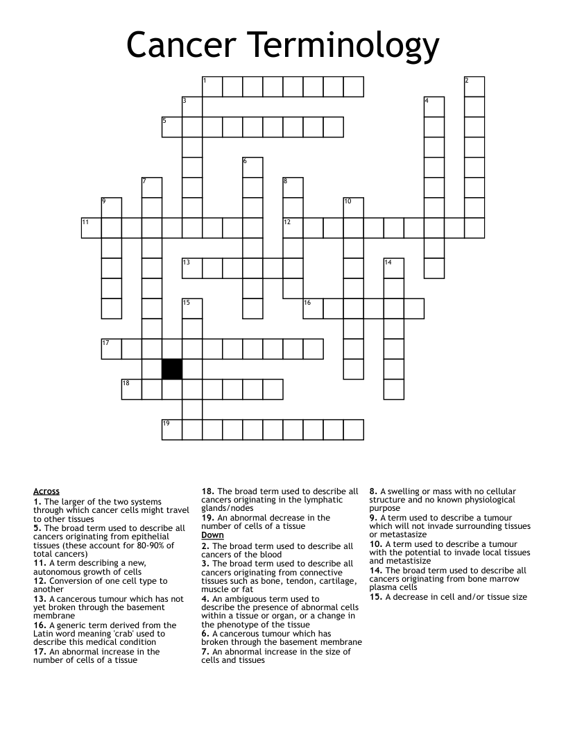 Cancer Terminology Crossword