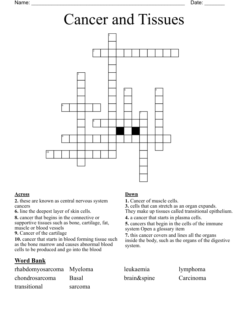 Cancer and Tissues Crossword