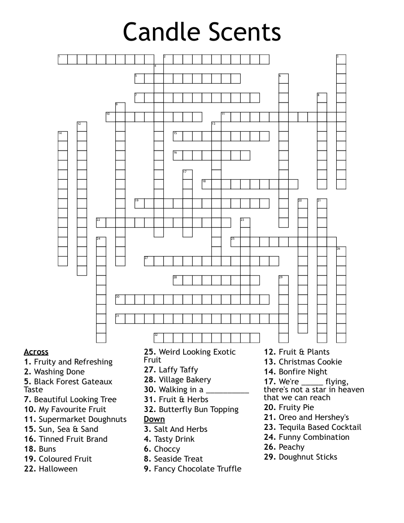 Candle Scents Crossword