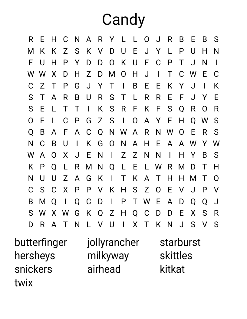 Candy Word Search