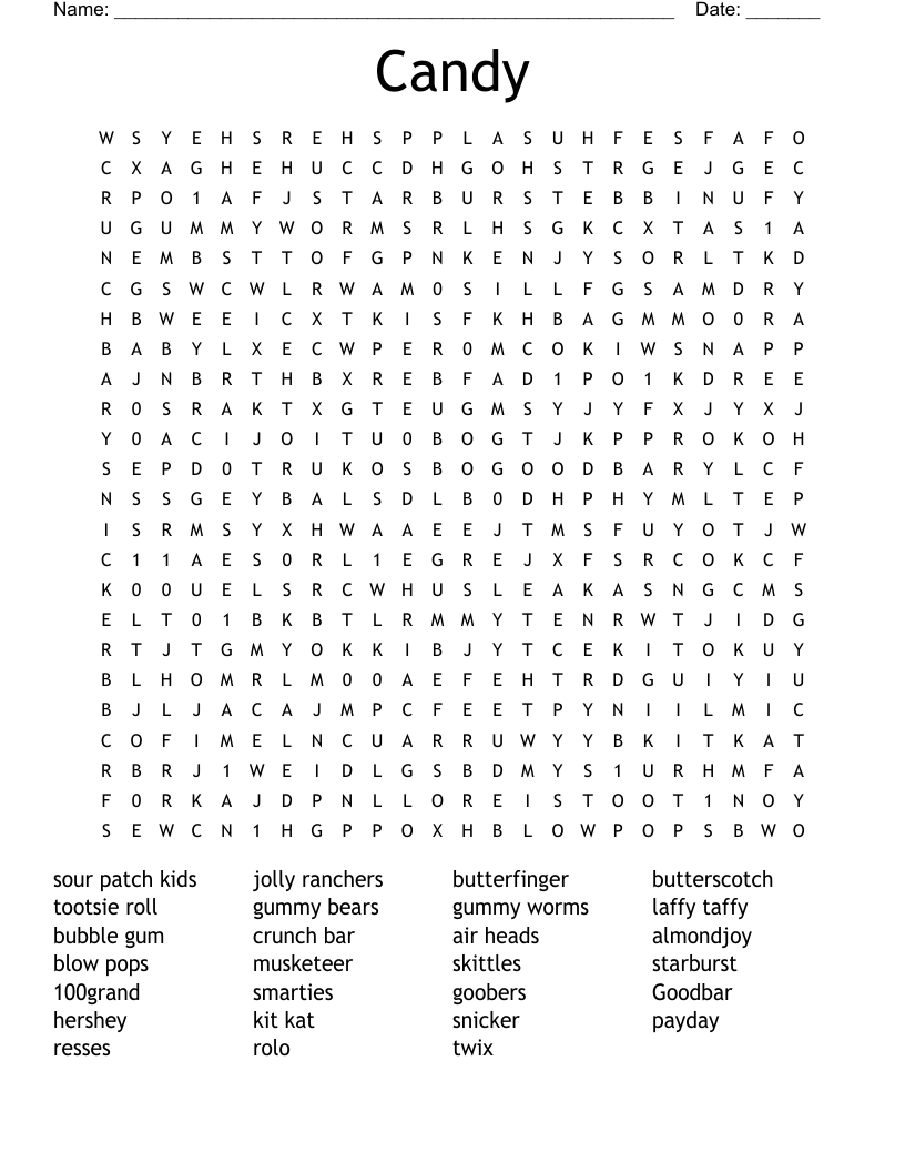 Candy Word Search