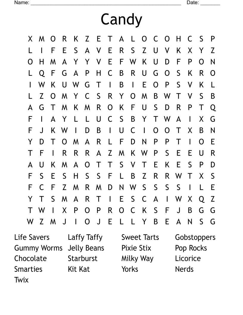 Candy Word Search