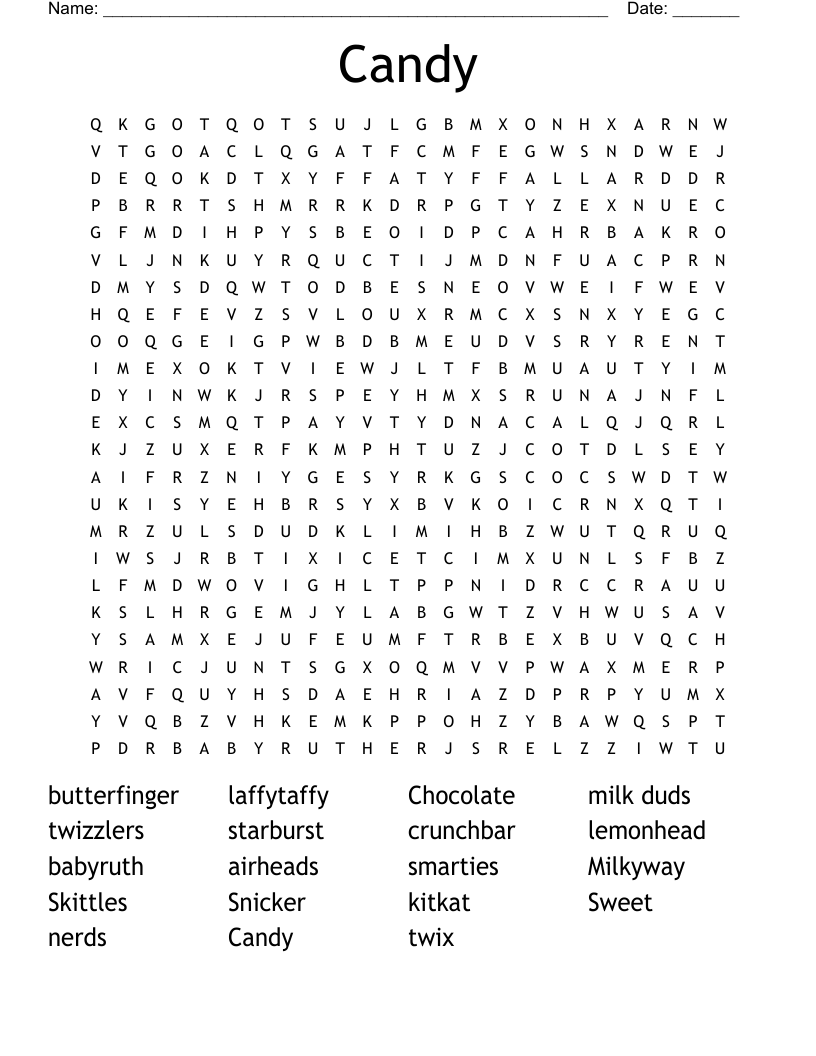 Candy Word Search