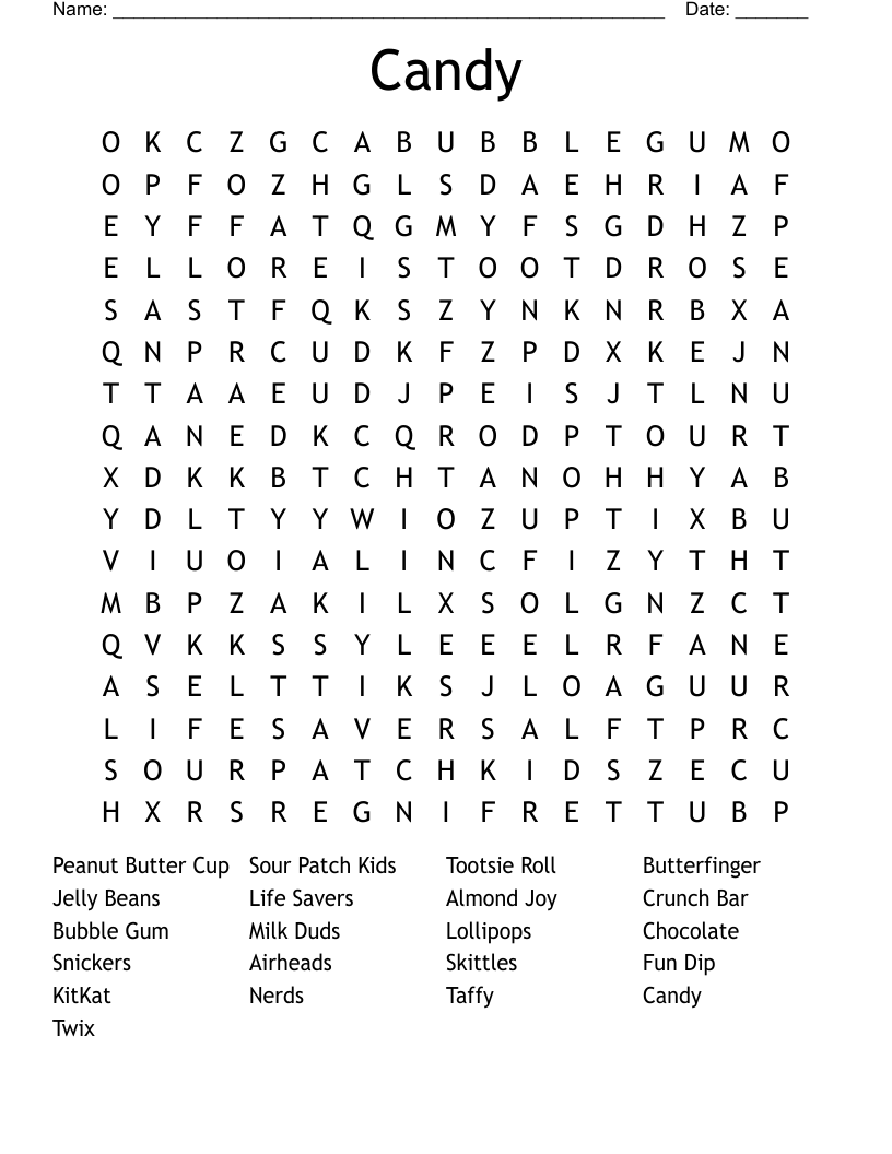 Candy Word Search
