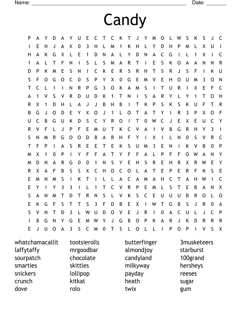 Candy Word Search