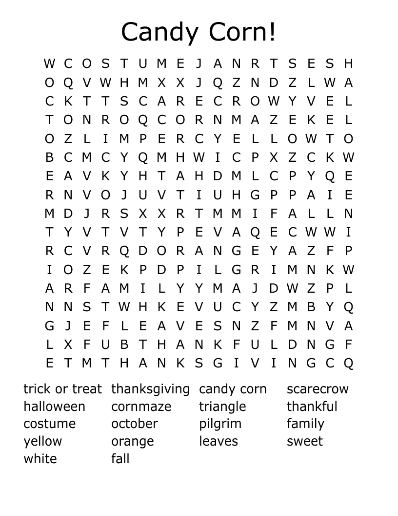 Candy Corn! Word Search