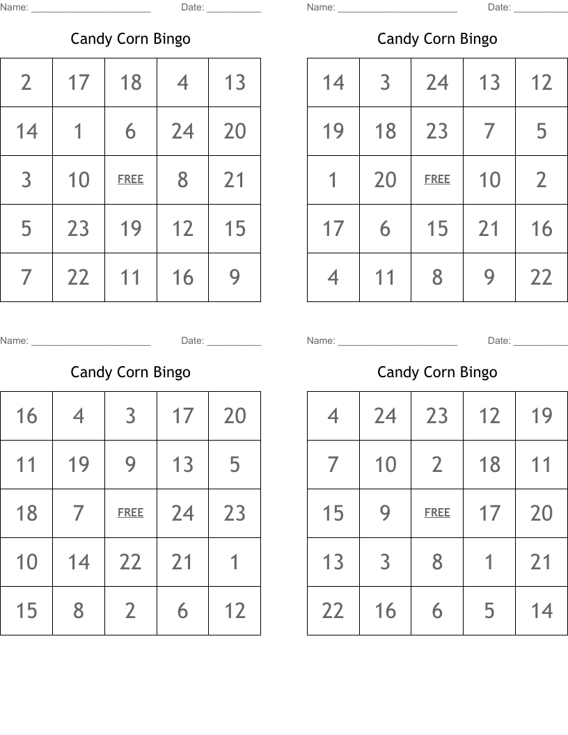 Candy Corn Bingo
