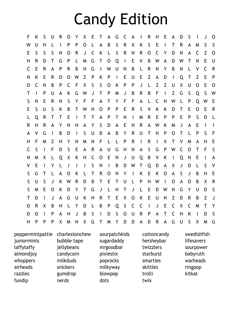Candy Edition Word Search