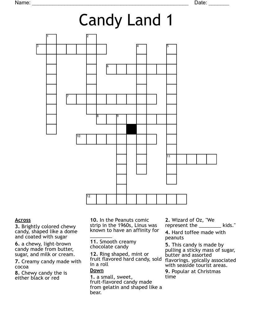 Candy Land 1 Crossword