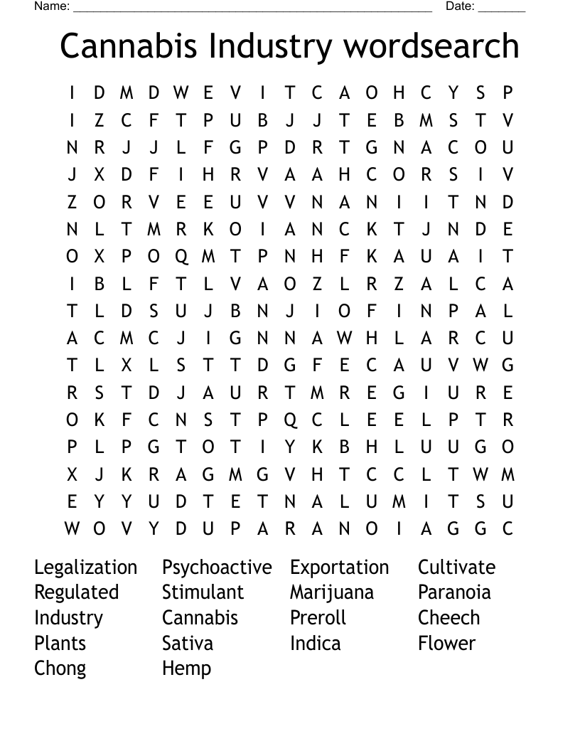 Cannabis Industry wordsearch