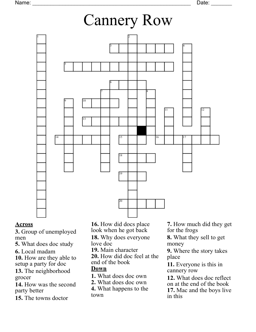 Cannery Row Crossword