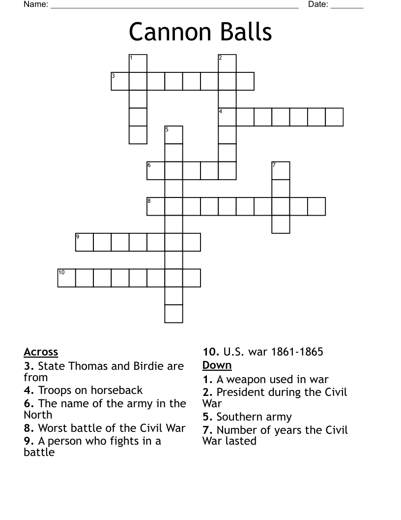Cannon Balls Crossword