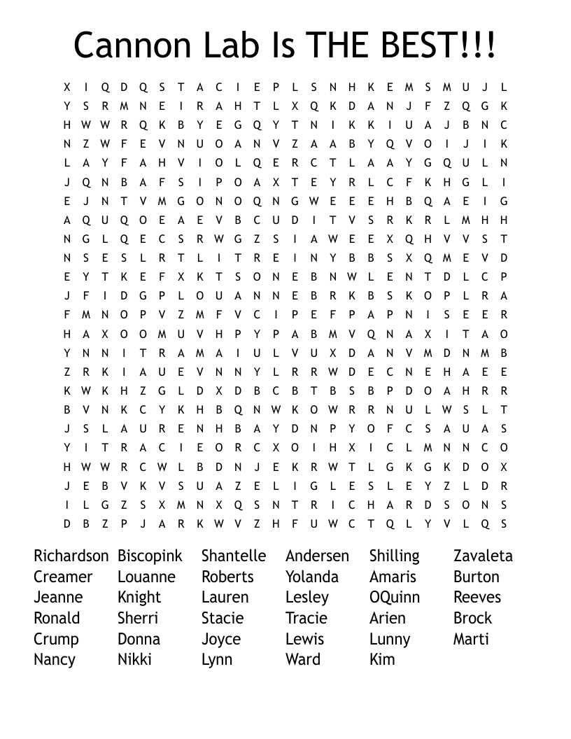 Cannon Lab Is THE BEST!!! Word Search
