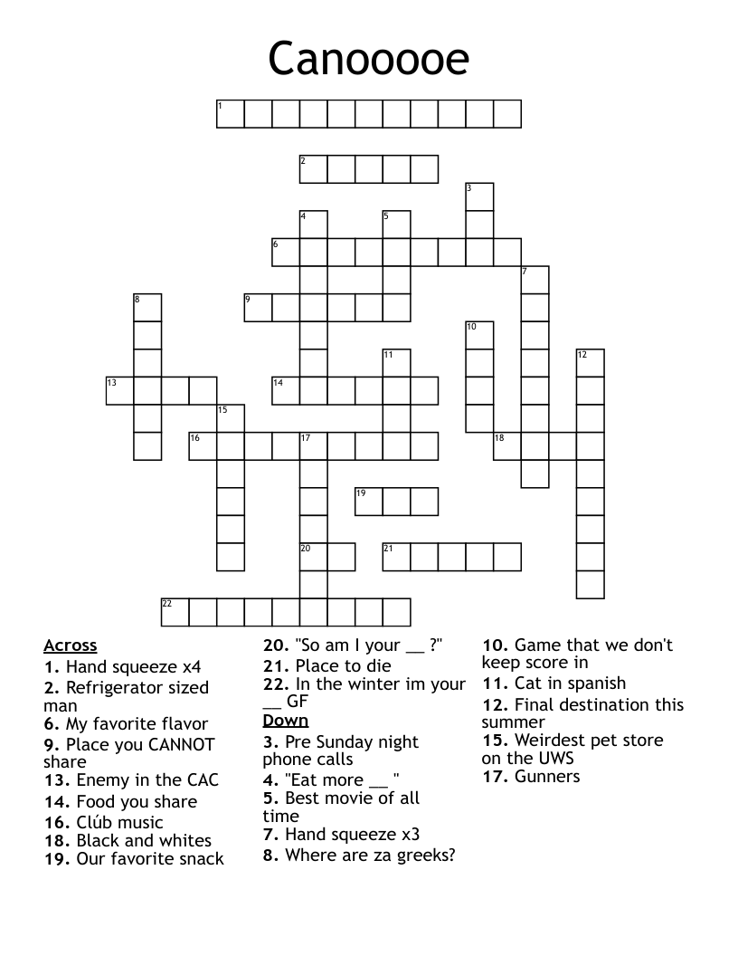 Canooooe Crossword
