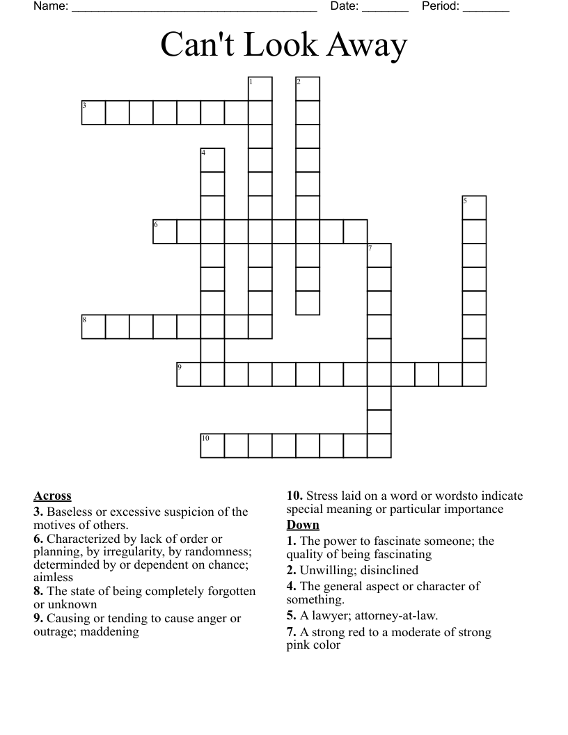 Can't Look Away Crossword
